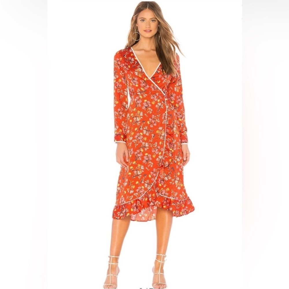 Free People Covent Garden Floral Wrap Midi Dress Size 6 - Picture 3 of 12